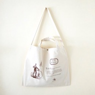 手製絲印帆布托特包 // 兩用包  復古踏單車字典圖案