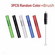 Aluminium Alloy Tube With 1pcs Cleaning Brushes Metal Straw Cool Gadget for Men