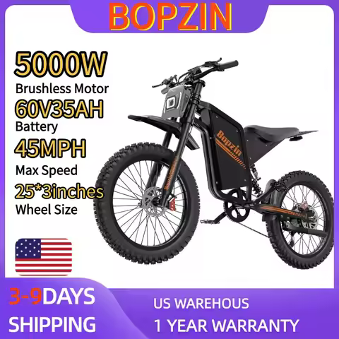 BOPZIN Q8 Electric Bicycle 5000W 60V 35AH 45 MPH 25x3" Fat Tires Electric-Motorcycle Hydraulic Brake