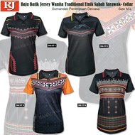 (Small Cutting) 🔥HOT&Wholesale🔥 Baju Batik Jersey Traditional Etnik Sabah Sarawak- Collar Perempuan 