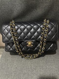 CHANEL cf medium 25cm caviar blk ghw黑金荔枝皮