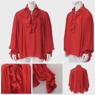 Men Pirate Shirt Vampire Prince Poet Shirts Medieval Buccaneer Frills Lace Up Renaissance Vintage Go