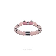 CW Manila - 0RION Adjustable Bracelet - 6mm Rose Quartz with Hematite Spacer - Semiprecious