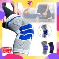 Knee Guard Brace Compression Sleeve Elastic Wraps Silicone Gel Spring Support Sports Pelindung Lutut Sukan