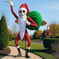 Chicingyou 3 Pcs 12ft Skeleton Santa Costume Giant Christmas Outfit with Santa Hat Mustache Large Xm