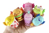 6 Mini 2" Food Axolotl Slow Rise Squishy Toys - Memory Foam Party Favors, Fidgets, Prizes, OT (All 6