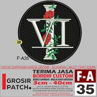 F-A35 VI 1 FLOWER CIRCLE ROUND LOGO EMBROIDERY PATCH - WHOLESALE TESTIMONIAL REVIEW PATCH