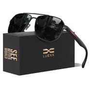 Aviator Sunglasses for Men Square Polarized Polygon Lens - UV 400 Protection with Accessories 61MM D