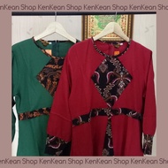 Gamis Batik Kombinasi Polos