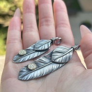 [CHOLOS] 18K Gold Dot On Silver Feather Heart 925 Pendant Necklace Professional Handmade Jewelry gor