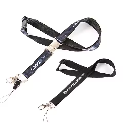 Airbus A350 Black Lanyard with Metal Buckle for Pliot Flight Crew 's License ID Card Holder Boarding