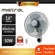 (5 Years Warranty) Mistral 16" Wall Fan with Remote Control (White) | MWF1631R (Kipas Dinding 风扇 MWF-1631R Khind Wall Fan KDK Wall Fan Strong Wind Like KDK KC-4GR)