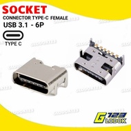 Socket Connector Socket USB 3.1 Type C Female 6Pin PCB SMT HD Connector