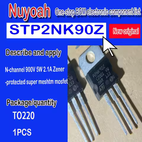 100% New original spot STP2NK90Z TO220 P2NK90Z P2NK9OZ N-channel 900V 5W 2.1A Zener-protected super 