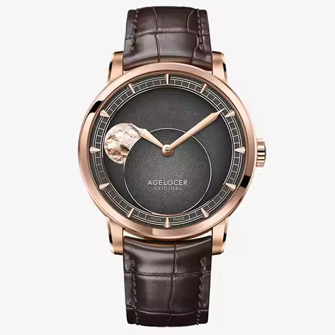AGELOCER Original Astronomer Watch Men's Luxury Watch Automatic Mechanical 29.51-day Moon Phase Watc