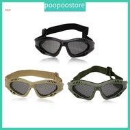 POOP Tactical Motorcycle Airsoft Eye for Protection Goggles Anti Fog Mesh Metal Glass