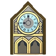 Brick2cube Part-Tile Modified 2 x 3 Pentagonal with Clock with Metallic Light Blue Face Roman Numera