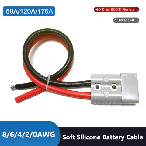 50A 120A 175A 600V Double Pole High Current Plug with 8/6/4/2AWG Silicone Cable Electric Forklift Pl