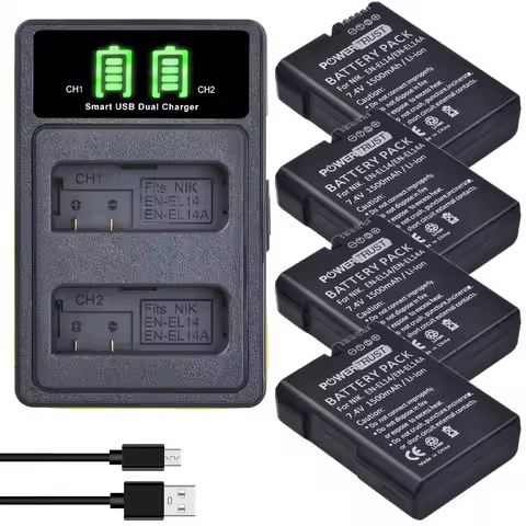 1500mAh EN-EL14 EN EL14 EN-EL14a Battery + LCD Dual Charger for Nikon P7800,P7100,D3400,D5500,D5300,