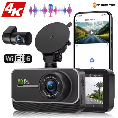 4K WiFi Dual Dash Cam Real 4K Optional rear/ cabin cam Installation 3"IPS NightVision 24H Parking Mo