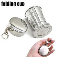 1pc 75ml/150ml/250ml/450ml Stainless Steel Folding Water Cup, Mini Portable Telescopic Cup With Keyc