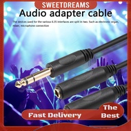 6.35mm Male to 2 6.35mm Female Adapter Cable 1/4 Y Splitter Stereo Audio Cord