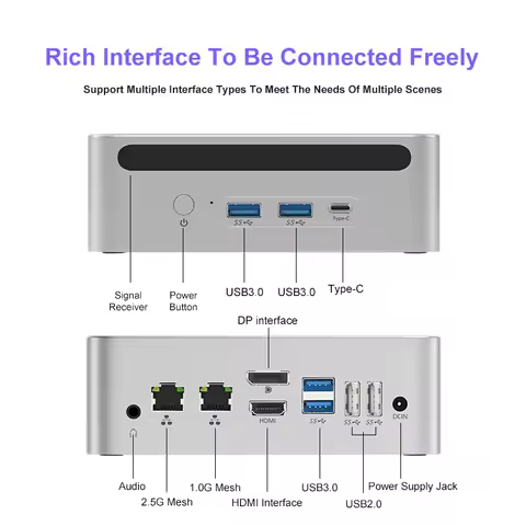 Genmachine Intel i7 1255U Mini PC Windows 11 4.7GHz DDR4 wifi6 Dual Channel NVMe M.2 SSD BT5.2 Deskt