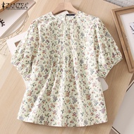 Zanzea Phụ nữ mùa hè cổ tròn áo cánh in hoa tay áo raglăng cổ điển Bohemian Top #0421