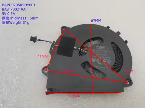 BAPD0705R5HY001 BA31-00219A 5V 0.5A CPU fan for Samsung Galaxy Book3 Pro 360 Book3 360 13 NP730QFG N