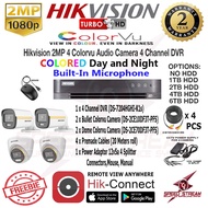 Hikvision Colorvu with Audio 2MP 4 Camera  4 Channel DVR CCTV Package