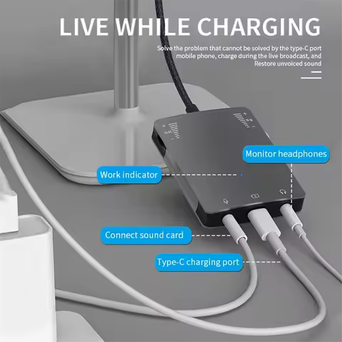 AA91 USB C Live Sound Card Speaker 3.5mm Audio Interface Adapter for Huawei/Samsung Headphone High Q