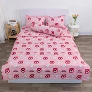 Combo 3 Poly Cotton PillowcasePiece 1mx2m, 1m2x2m, 1m4x2m, 1m5x2m, 1m6x2m, pink bear pattern
