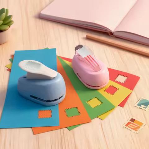 Rectangular Postage Stamp Punch with Lever Action Portable Manual Square Stamp Craft Puncher for Cra