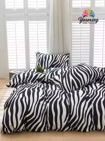 3-Piece Zebra Print Duvet Cover Set - Soft Microfiber, All-Season Bedding