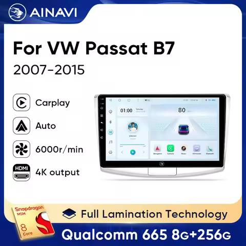 Ainavi Car Radio For Volkswagen VW Passat B7 B6 CC 2007-2015 Multimedia Player Carplay Android Auto 