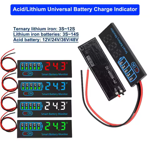 3S-14S DC7-55V Acid/Lithium Universal Battery Charge Indicator Board Battery Level Indicator Voltage