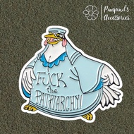 Shop: BIG BLUE Chicken Brooch | F*CK THE PATRIARCHY HEN Enamel Pin.