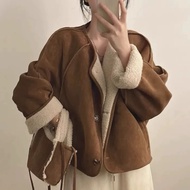 With Wool Bag Single-Breasted Lamb Jacket 7156