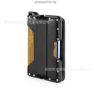 RFID Metal EDC Wallet with Leather Cover Ridge US Popular Money Clip Aluminium Card Holder Special C