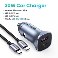 UGREEN 52.5W Fast Car Charger PD 30W QC 22.5W 3.0 USB C Car Charger Adapter Type C Charger for iPhon