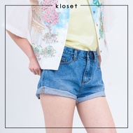 Kloset Design Classic Cuff Denim Shorts (BS25-P004) กางเกงยีนส์ขาสั้นพับขา