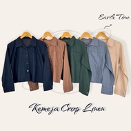 KEMEJA LINEN CROP SHIRT linen two-pocket shirt/ linen pocket crop shirt/ crop shirt/ linen shirt/