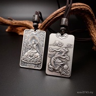 Gift Pure Silver Buddha Men Women Silver Buddha Statue Necklace Pendant Zodiac Fortune Benming Set 9