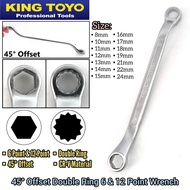 King Toyo Offset 45 Degree Double Ring 6 Point & 12 Point Spanner Wrench For Automotive Car, Machine