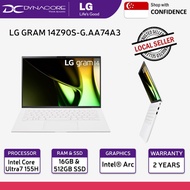 LG GRAM 14Z90S-G.AA74A3 WHITE (NEW 14th GEN INTEL ULTRA 7/16GB/512GB/14"WUXGA+16:10 IPS W11H)2YEARS WARRANTY