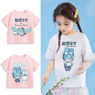 Cinnamoroll &amp; Hatsune Miku Girl  T Shirt Pretty Kids Tshirt Princess Girls Tops Baby Clothes Childrens Gift Baju Budak Perempuan