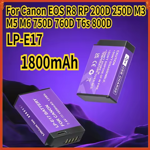 LP-E17 LPE17 LP E17 Camera Battery+Multifunctional Charger Case for Canon EOS R8 RP 200D 250D M3 M5 