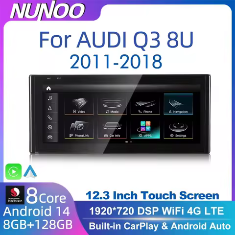Android 14 8+128GB CarPlay For Audi Q3 8U 2011-2018 RMC MMI 3G GPS Car Multimedia Player Navigation 
