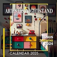 Artistic Nightstand Calendar 2025: 15-Month Covering Oct 2024 to December 2025, Bonus 3 Months 2024,
