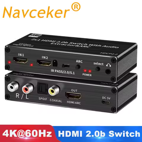 4K 120Hz HDMI audio extractor 4K Support 5.1CH 2 Port HDMI to HDMI Audio ARC Switch with audio tosli